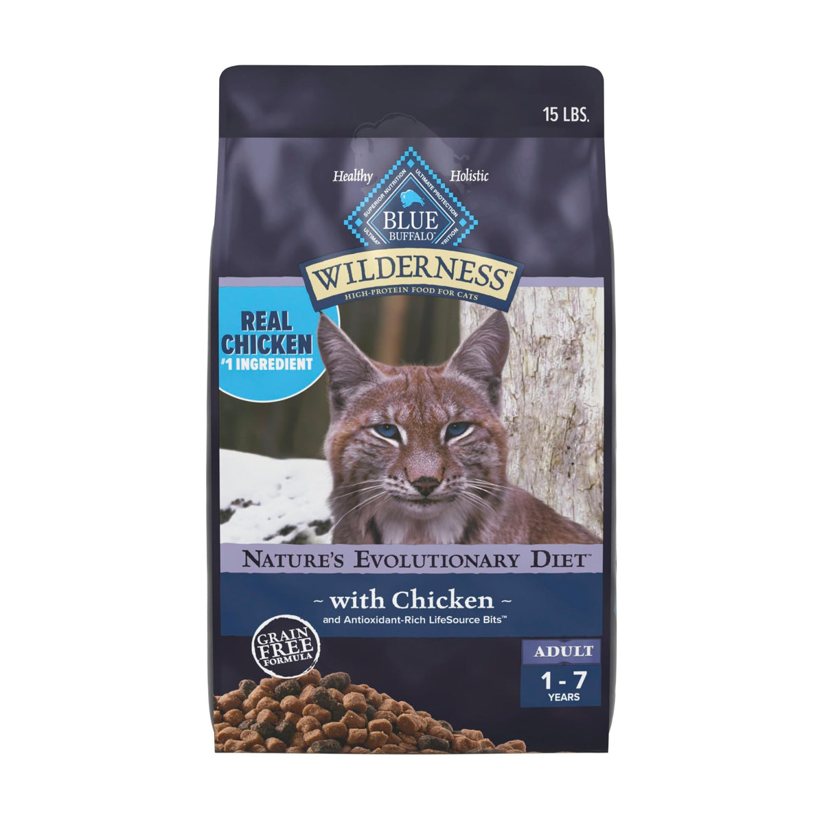 Blue Buffalo Wilderness Chicken Adult Dry Cat Food, Grain-Free, 12 lb | Real Chicken #1 Ingredient, High Protein Nutrition, Supports Immunity with Antioxidant-Rich LifeSource Bits