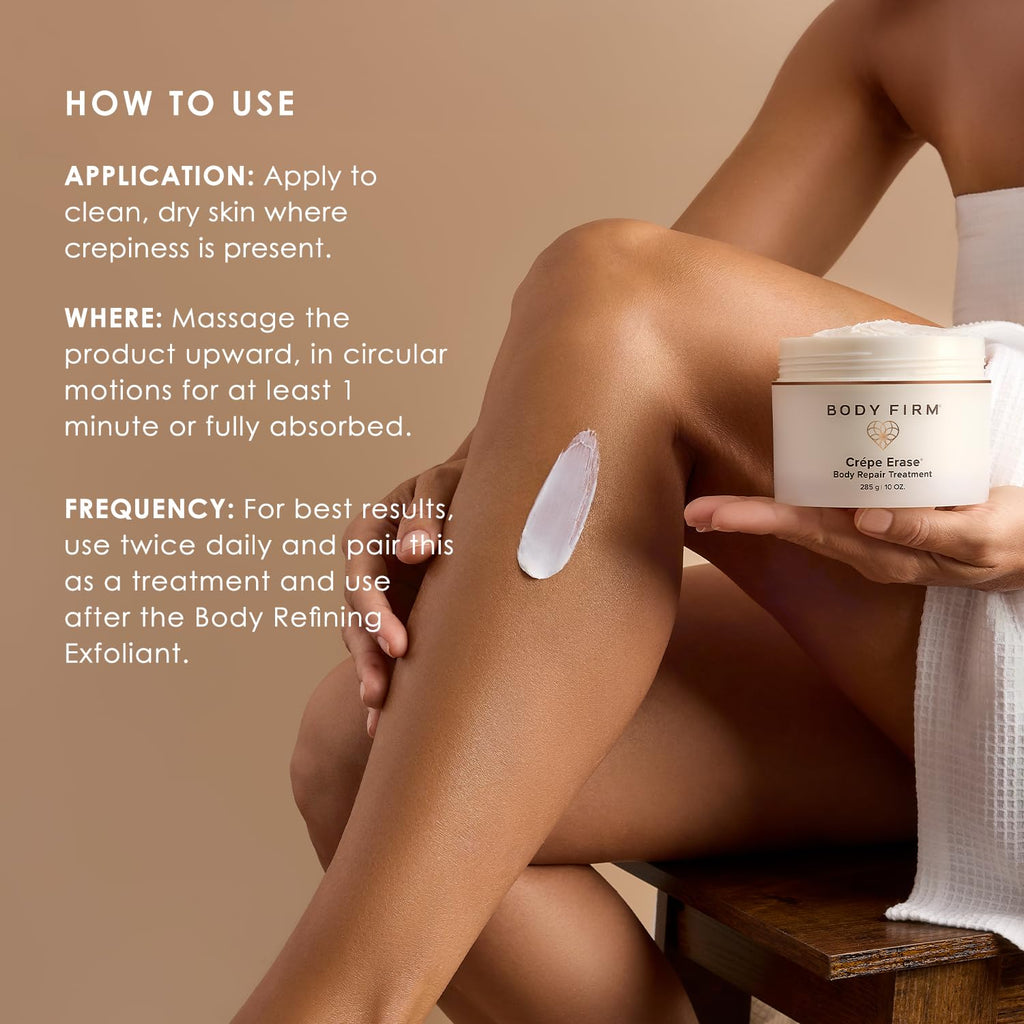BODY FIRM Crepe Erase Body Repair Treatment, Anti-Aging Wrinkle Cream, Support Skins Natural Elastin & Collagen Production - 10oz