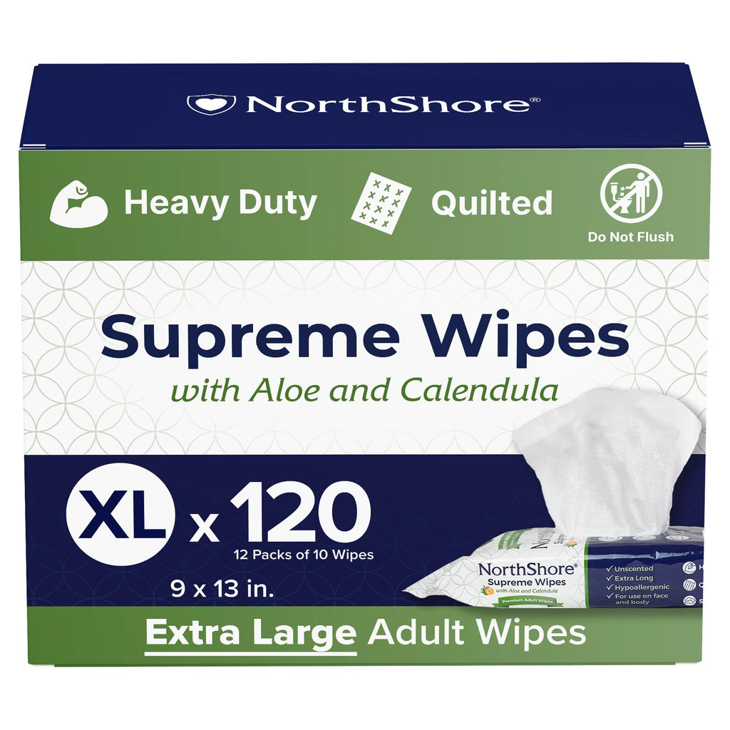 NorthShore Supreme Quilted Skin Cleansing Wipes, X-Large, 600 Count
