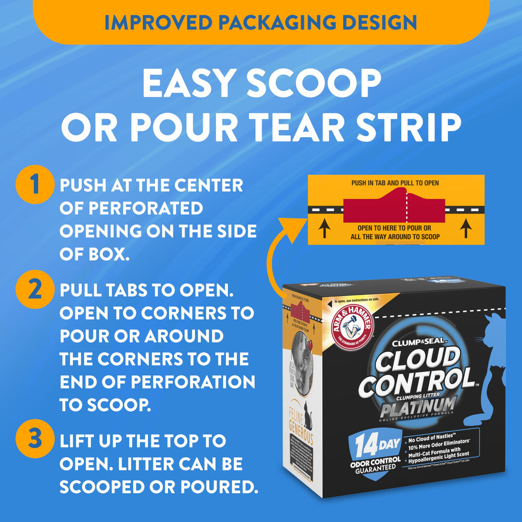 ARM & HAMMER Cloud Control Platinum Cat Litter, Multi-Cat, 37 lbs
