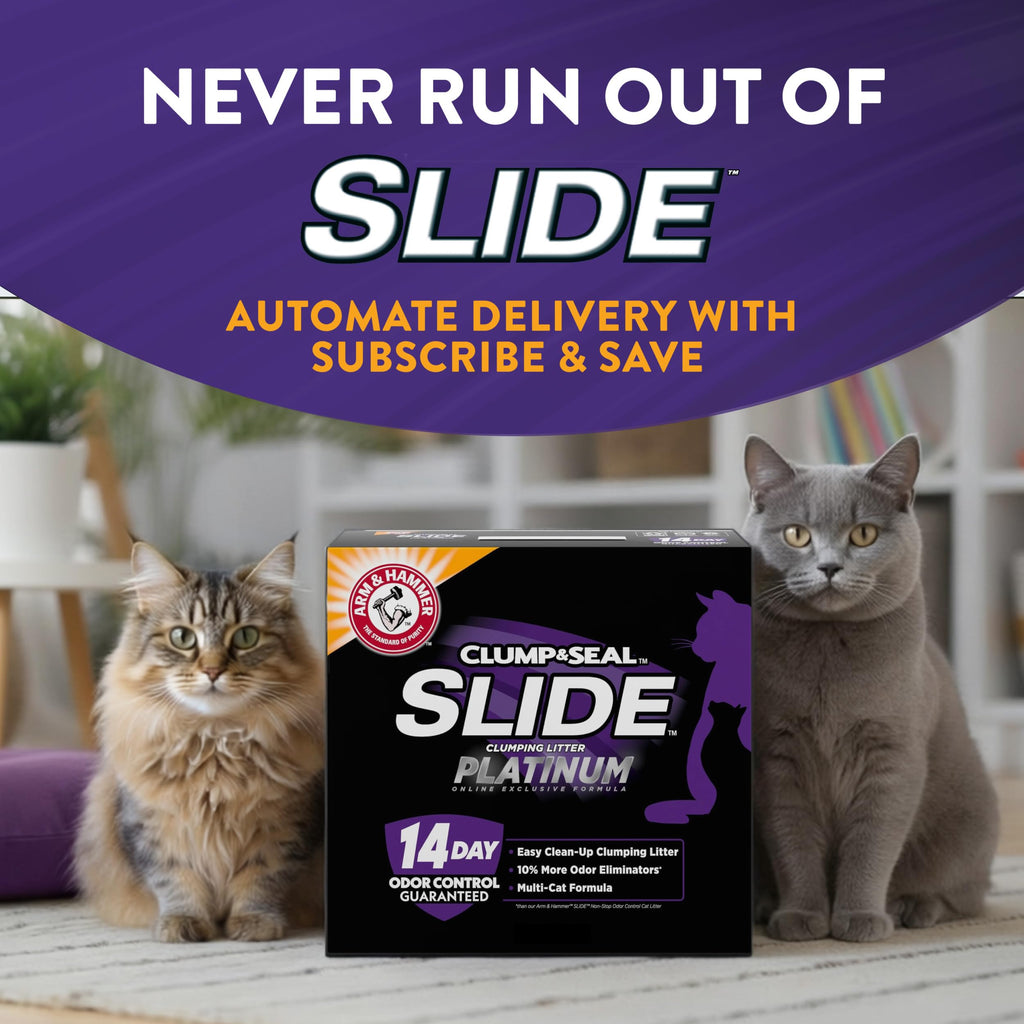 ARM & HAMMER Slide Platinum Easy Clean-Up Clumping Cat Litter, 34 lbs