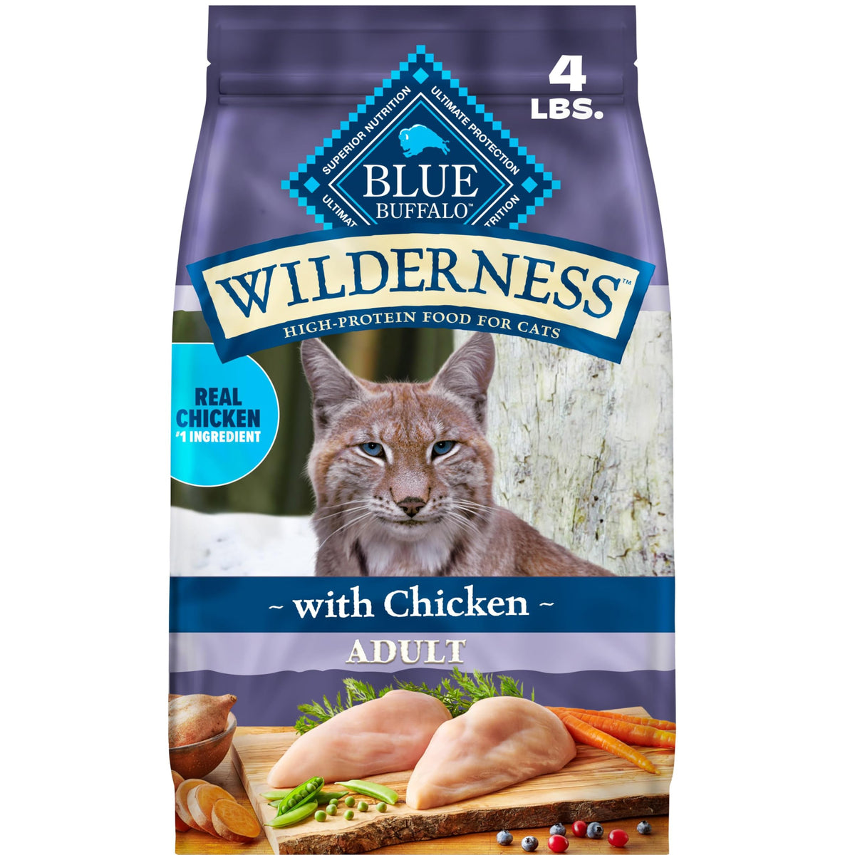 Blue Buffalo Wilderness Chicken Adult Dry Cat Food, Grain-Free, 12 lb | Real Chicken #1 Ingredient, High Protein Nutrition, Supports Immunity with Antioxidant-Rich LifeSource Bits