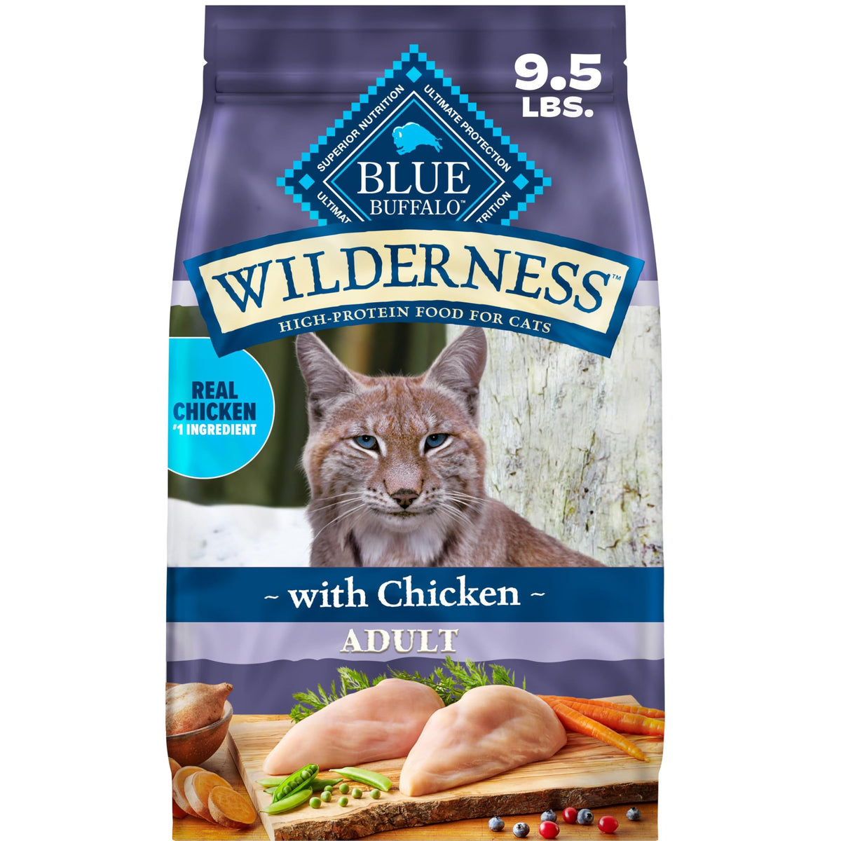 Blue Buffalo Wilderness Chicken Adult Dry Cat Food, Grain-Free, 12 lb | Real Chicken #1 Ingredient, High Protein Nutrition, Supports Immunity with Antioxidant-Rich LifeSource Bits