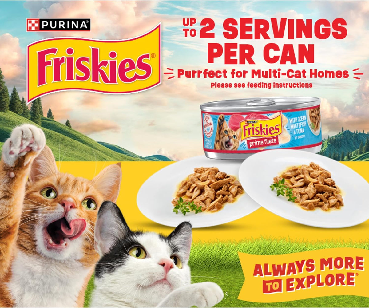 Purina Friskies Prime Filets Wet Cat Food Variety Pack, 40 × 5.5 oz