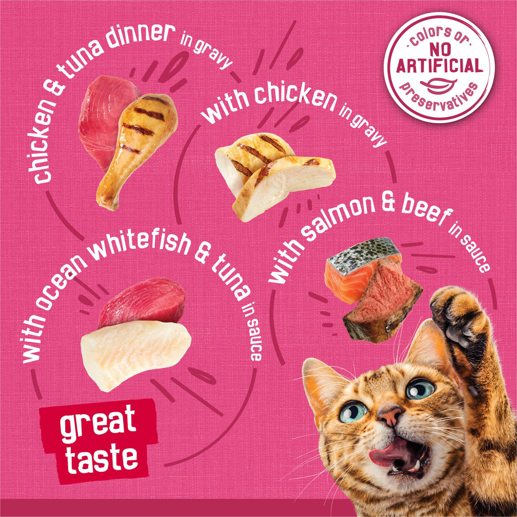 Purina Friskies Prime Filets Wet Cat Food Variety Pack, 40 × 5.5 oz